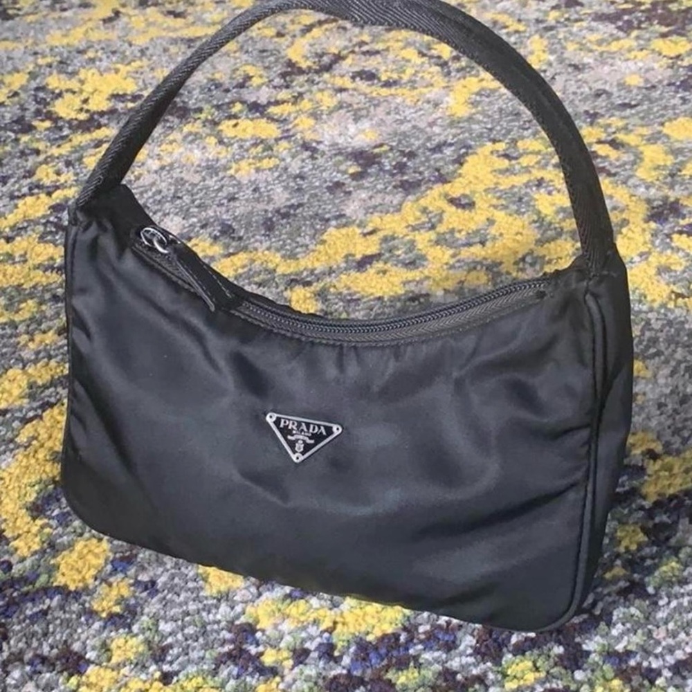 Authentic Prada Sport Black Nylon Tessuto Mini  Hobo with Signature Logo